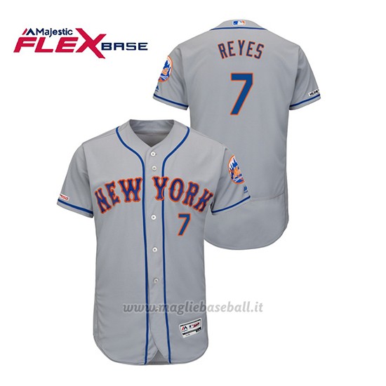 Maglia Baseball Uomo New York Mets Jose Reyes 150th Aniversario Patch Autentico Flex Base Grigio